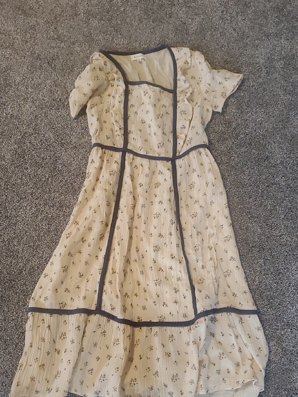 bohme Floral Dress Cream with Navy Trim